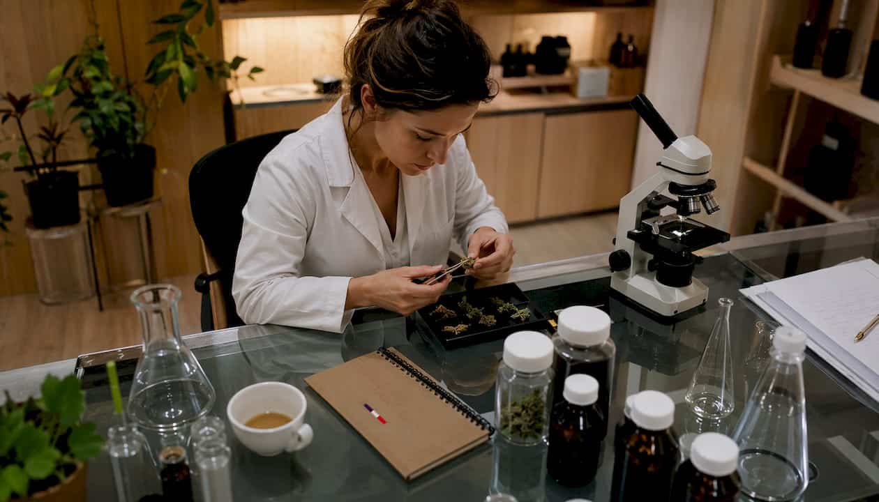 Analyse professionnelle de fleurs de CBD réalisée par une spécialiste