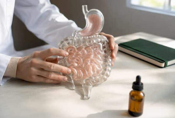 Modèle du système digestif et compte-gouttes de CBD