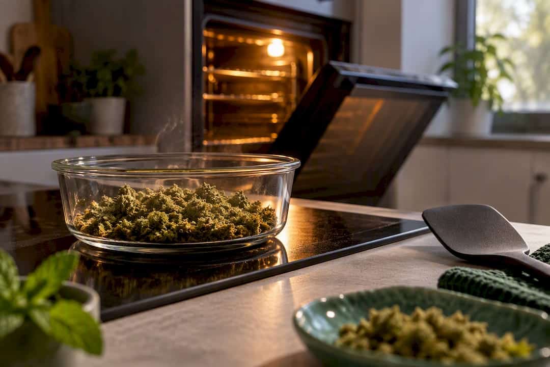 Matière végétale chauffée pour activer la décarboxylation