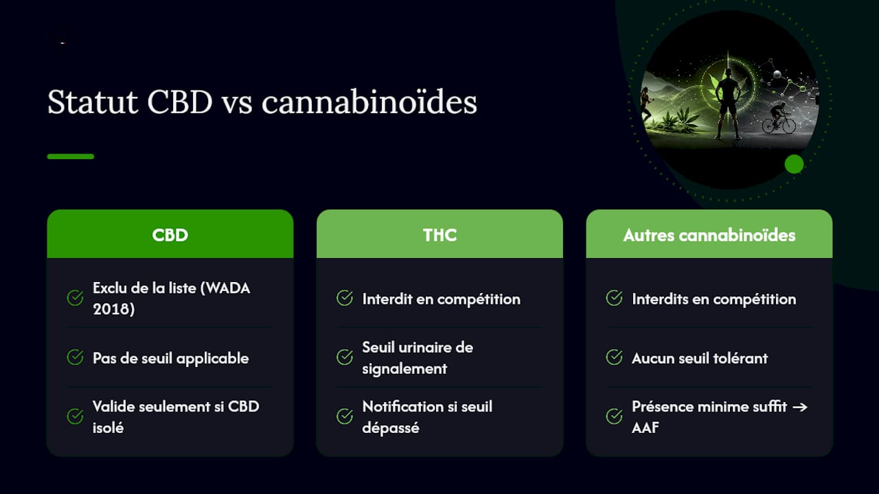 Que disent la WADA et l'AFLD sur le CBD et le dopage — overview diagram