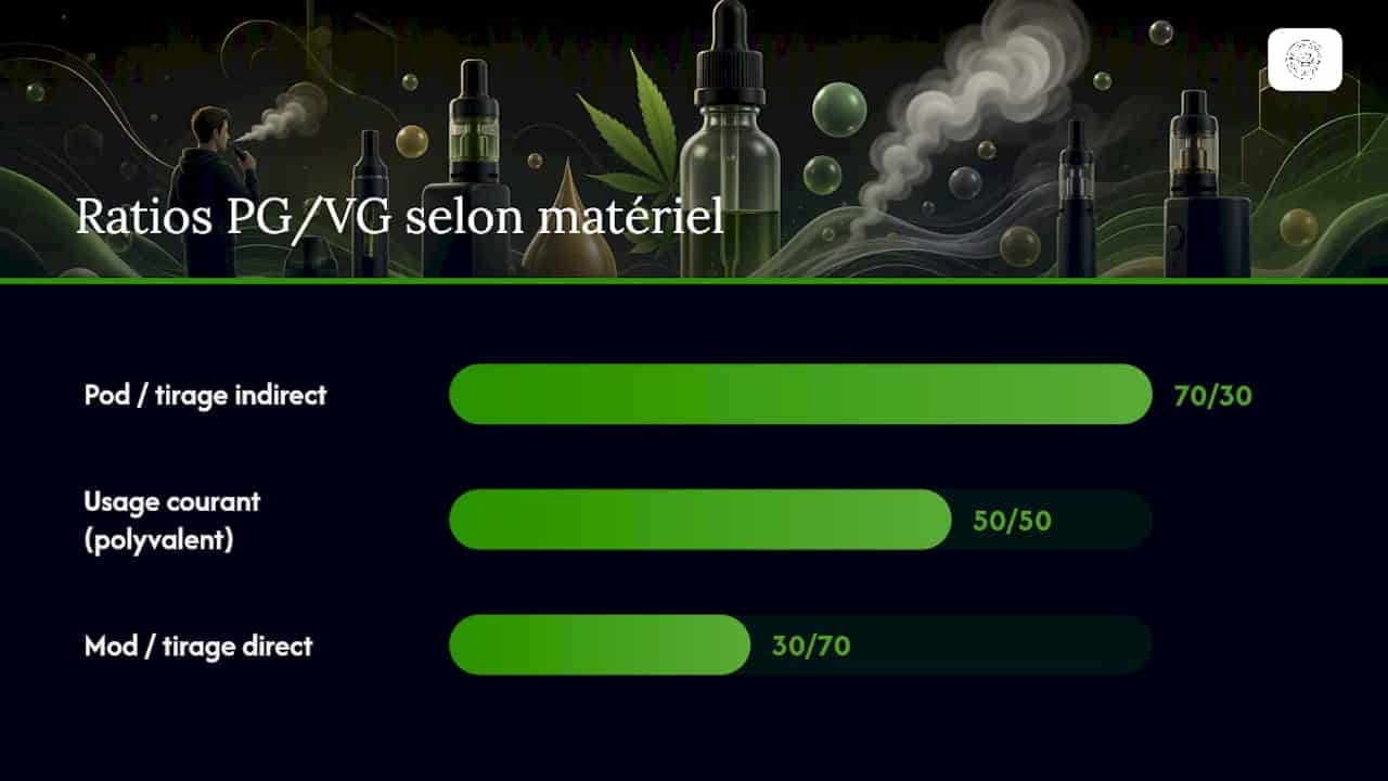 Quel ratio PG/VG choisir selon votre matériel ? — overview diagram