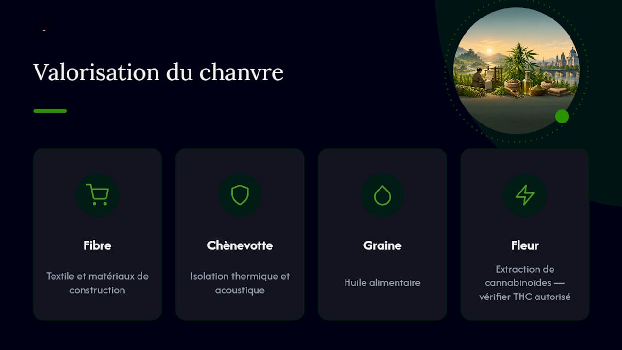 Utilisations des différentes parties du chanvre