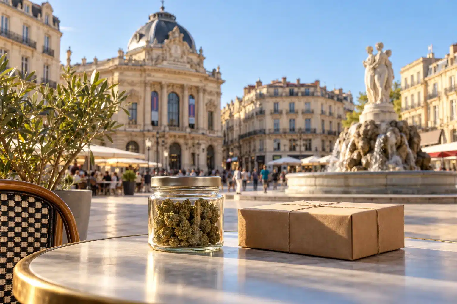 CBD Montpellier : 5 conseils essentiels pour vos fleurs 1 CBD Montpellier : fleurs de chanvre et colis sur la place de la Comédie