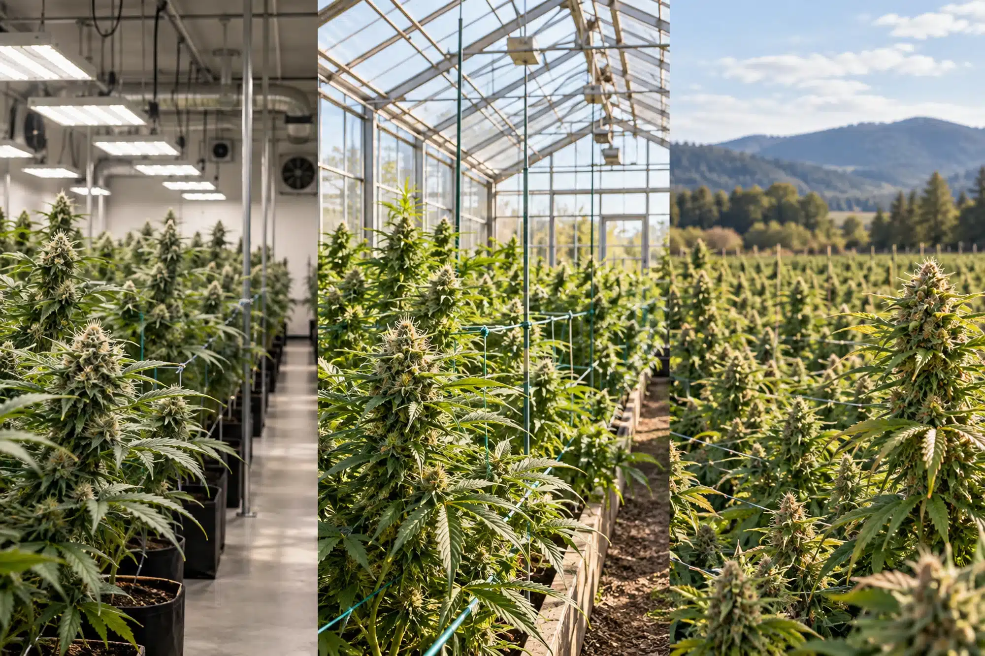 Fleurs CBD indoor, greenhouse ou outdoor : le guide 1 Comparaison de cultures de chanvre CBD en intérieur, sous serre et en plein air